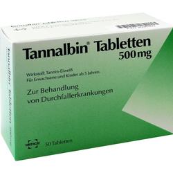 Grüne Packung Tannalbin Tabletten zur Behandlung von Durchfall, geeignet ab 5 Jahren.